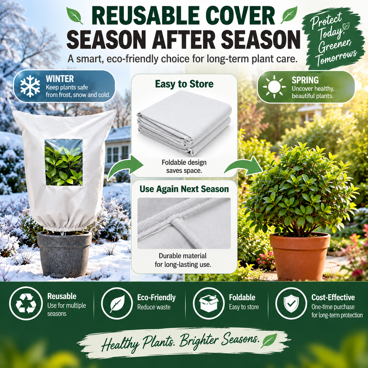 🔥 ❄️ Last Day Buy 2 Get 2 Free 🌿 Winter Plant Frost Protection Covers for Pots & Trees 🌱❄️