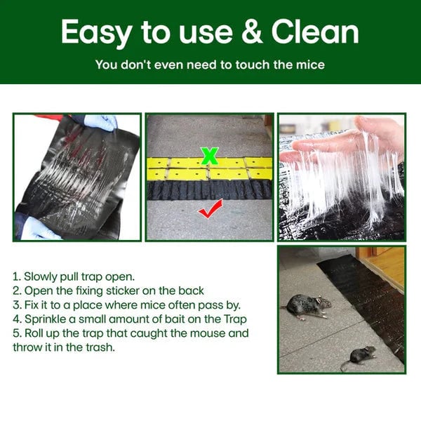 🔥 Last Day Buy 2 Get 2 Free 🐭 47" Extra-Long Mouse Glue Trap – Strong Grip & Easy Setup ✨