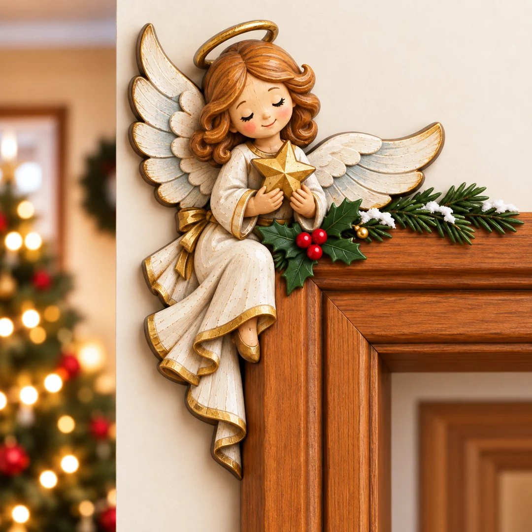 Decorated Christmas door corner