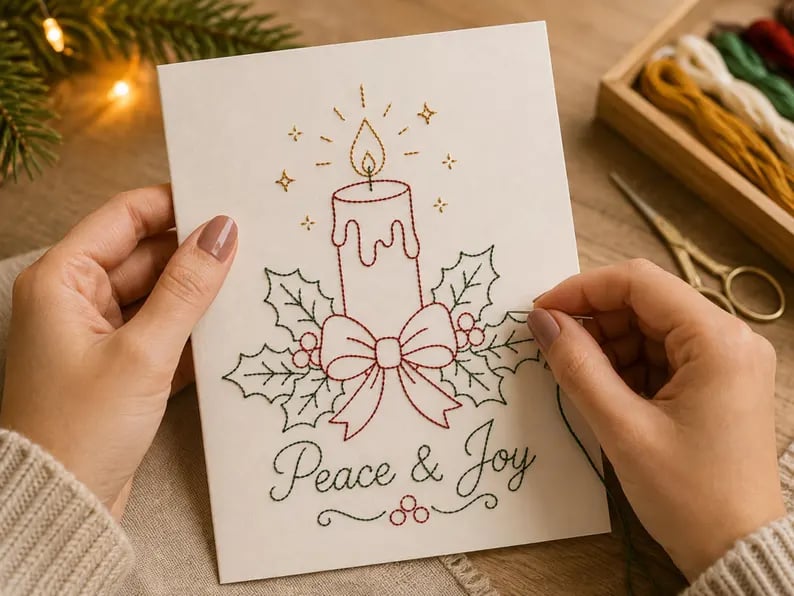 🎅Christmas Hot Sale 50% OFF! ✨🌲 🪡 Christmas Hand Embroidery Card DIY Kit | Stitch Your Way Into the Christmas Spirit ✨ 🎁