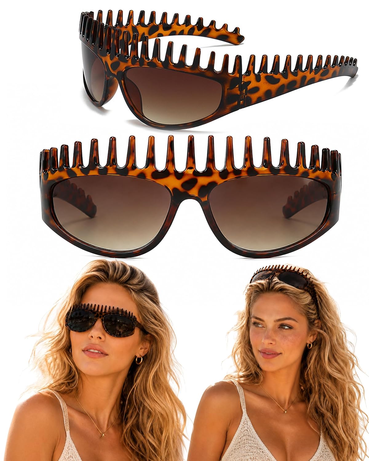 2 in 1 Foldable Sunglasses Headband Chic Tortoiseshell Hair Accessory, For Women Summer Workout Yoga Travel Daily Use