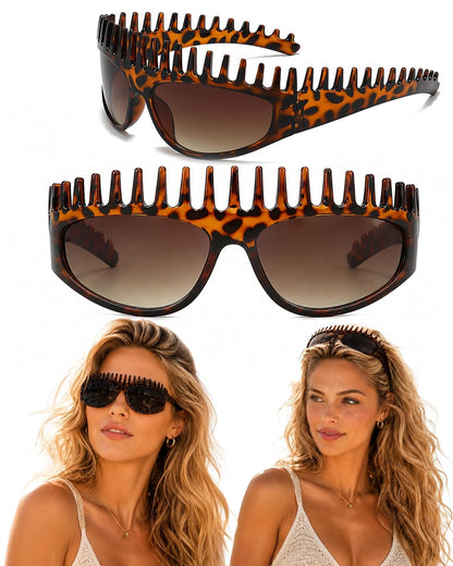 2 in 1 Foldable Sunglasses Headband Chic Tortoiseshell Hair Accessory, For Women Summer Workout Yoga Travel Daily Use