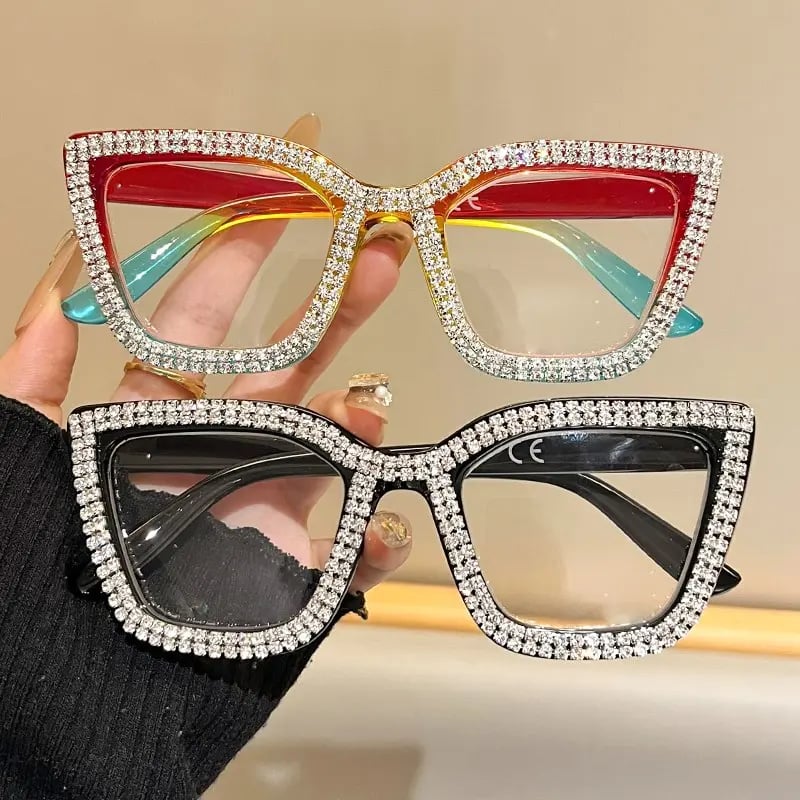 ✨ Cat-Eye Blue Light Reading Glasses with Sparkling Details
