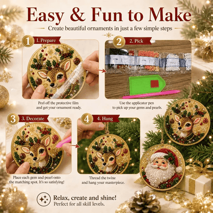 🔥🎁LAST DAY 50% OFF!!✨ Christmas DIY Diamond Art Hanging Ornaments (6 PCS) – Easy & Fun Holiday Craft Kit for All Ages 🎁🎨