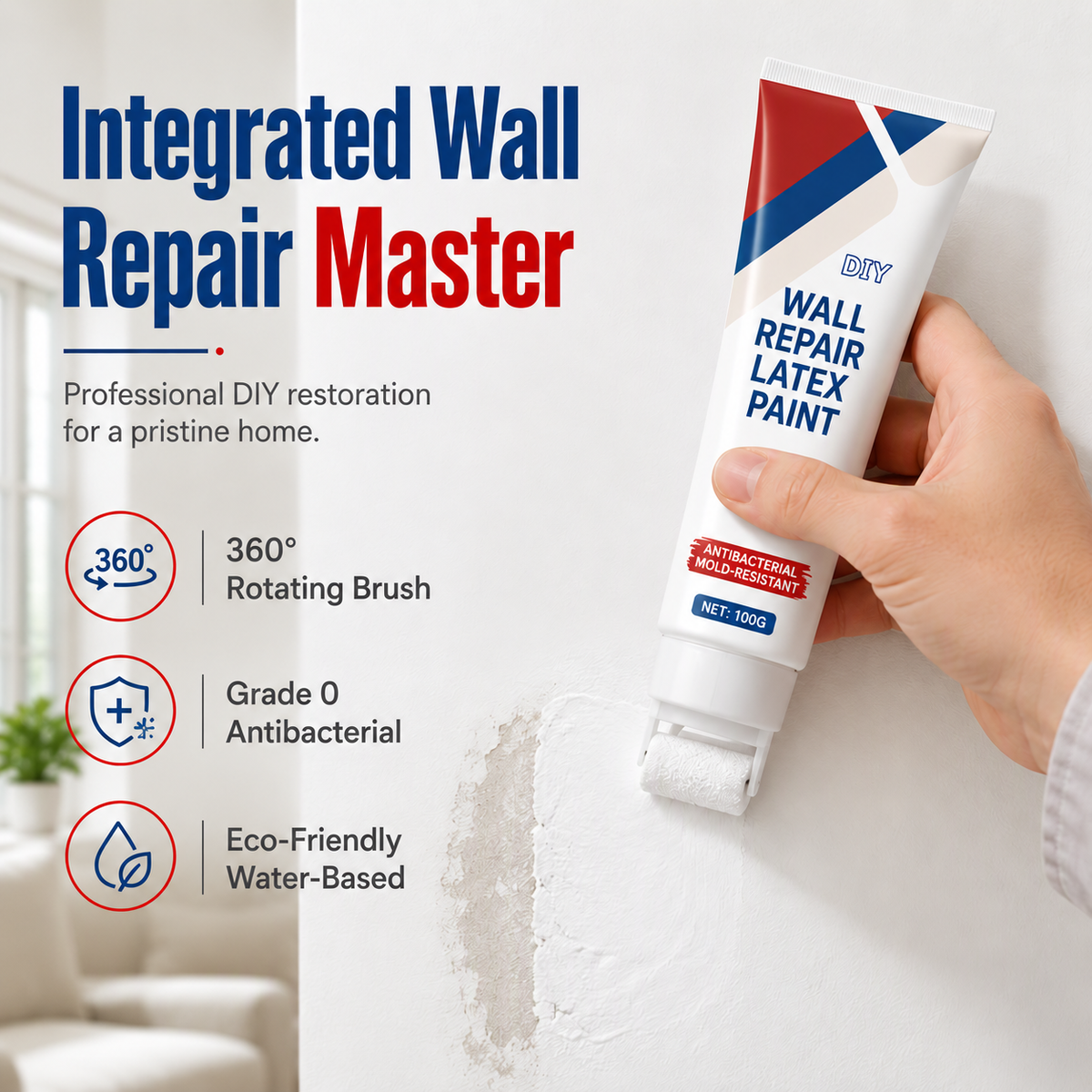 🥳LAST DAY !! BUY 2 GET 2 FREE 🥳All-in-One Wall Repair Paste with Roller Brush