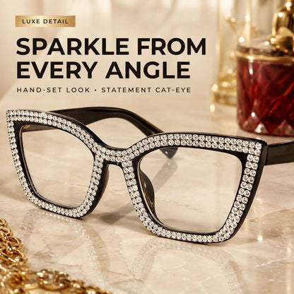 ✨ Cat-Eye Blue Light Reading Glasses with Sparkling Details