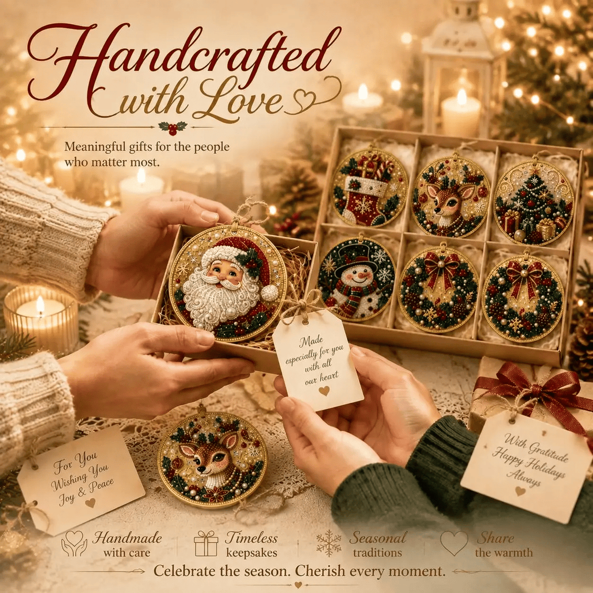 🔥🎁LAST DAY 50% OFF!!✨ Christmas DIY Diamond Art Hanging Ornaments (6 PCS) – Easy & Fun Holiday Craft Kit for All Ages 🎁🎨