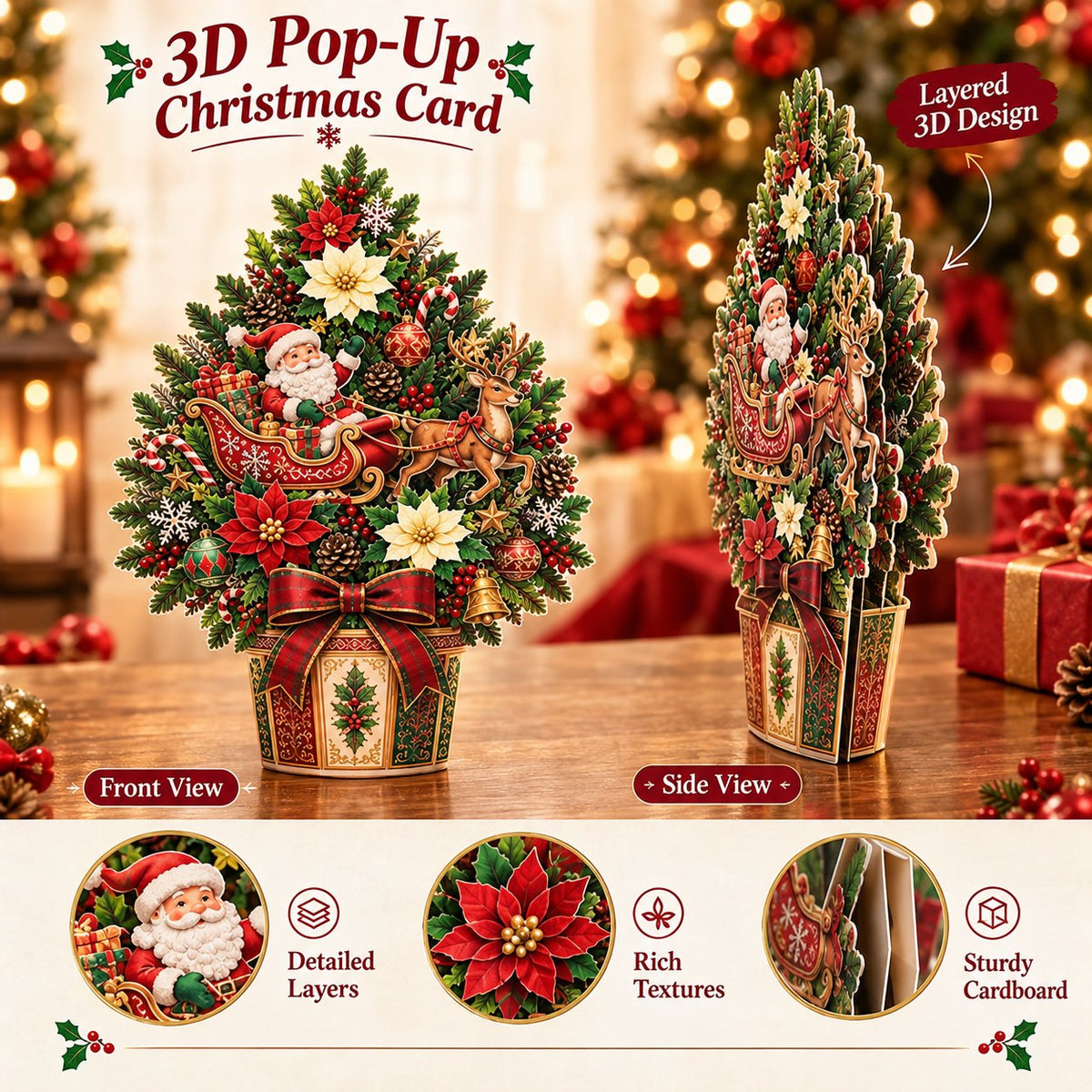 🌲Pop-Up Christmas Tree Card✨Turns Into Freestanding Festive Table Decor
