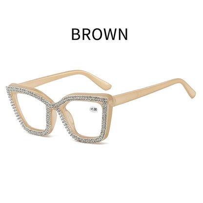 ✨ Cat-Eye Blue Light Reading Glasses with Sparkling Details