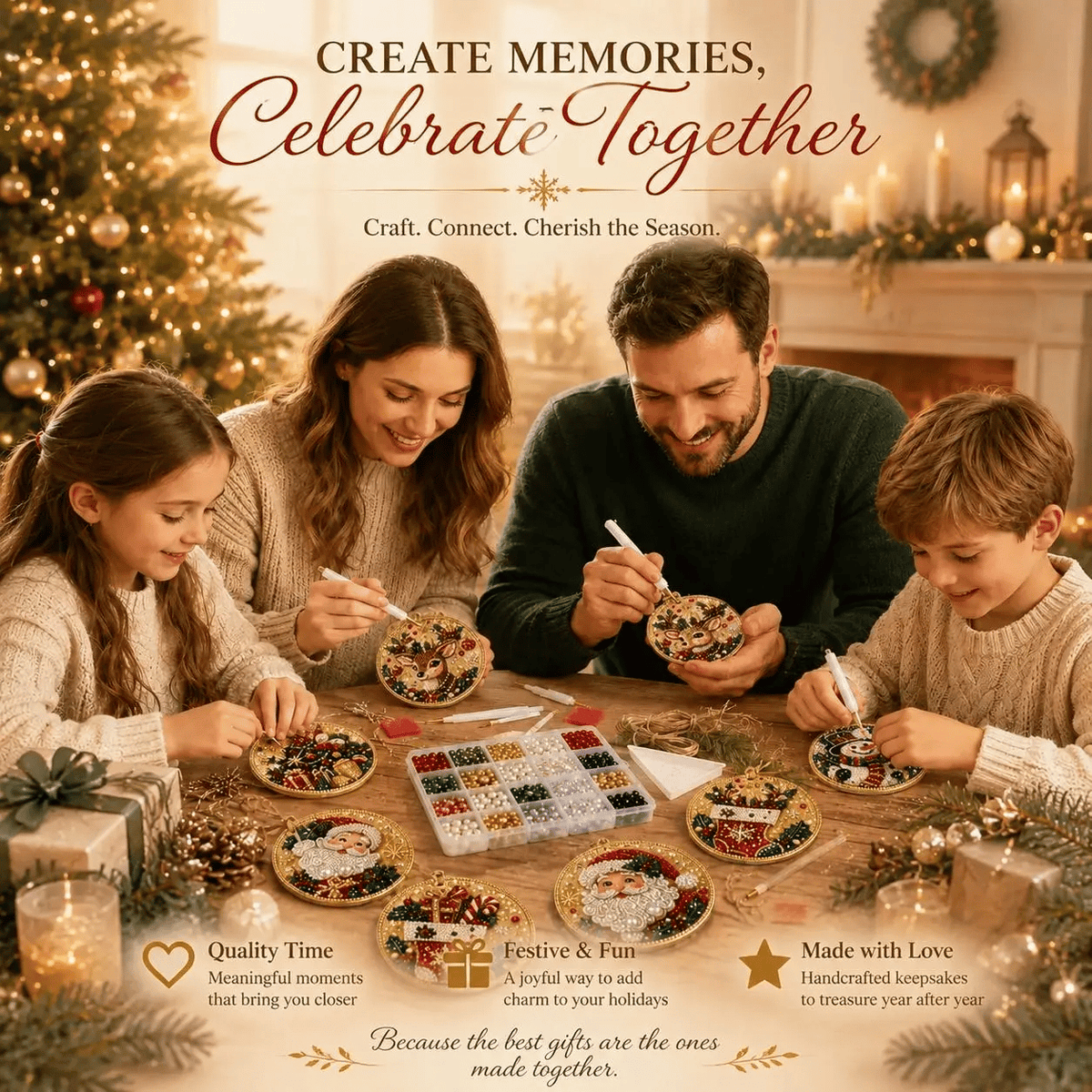 🔥🎁LAST DAY 50% OFF!!✨ Christmas DIY Diamond Art Hanging Ornaments (6 PCS) – Easy & Fun Holiday Craft Kit for All Ages 🎁🎨