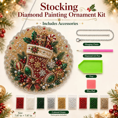🎁🔥🎁LAST DAY 50% OFF!!✨Santa DIY Diamond Painting Hanging Ornament Kit – 8x8" Gem Art Craft Set for Christmas Decor