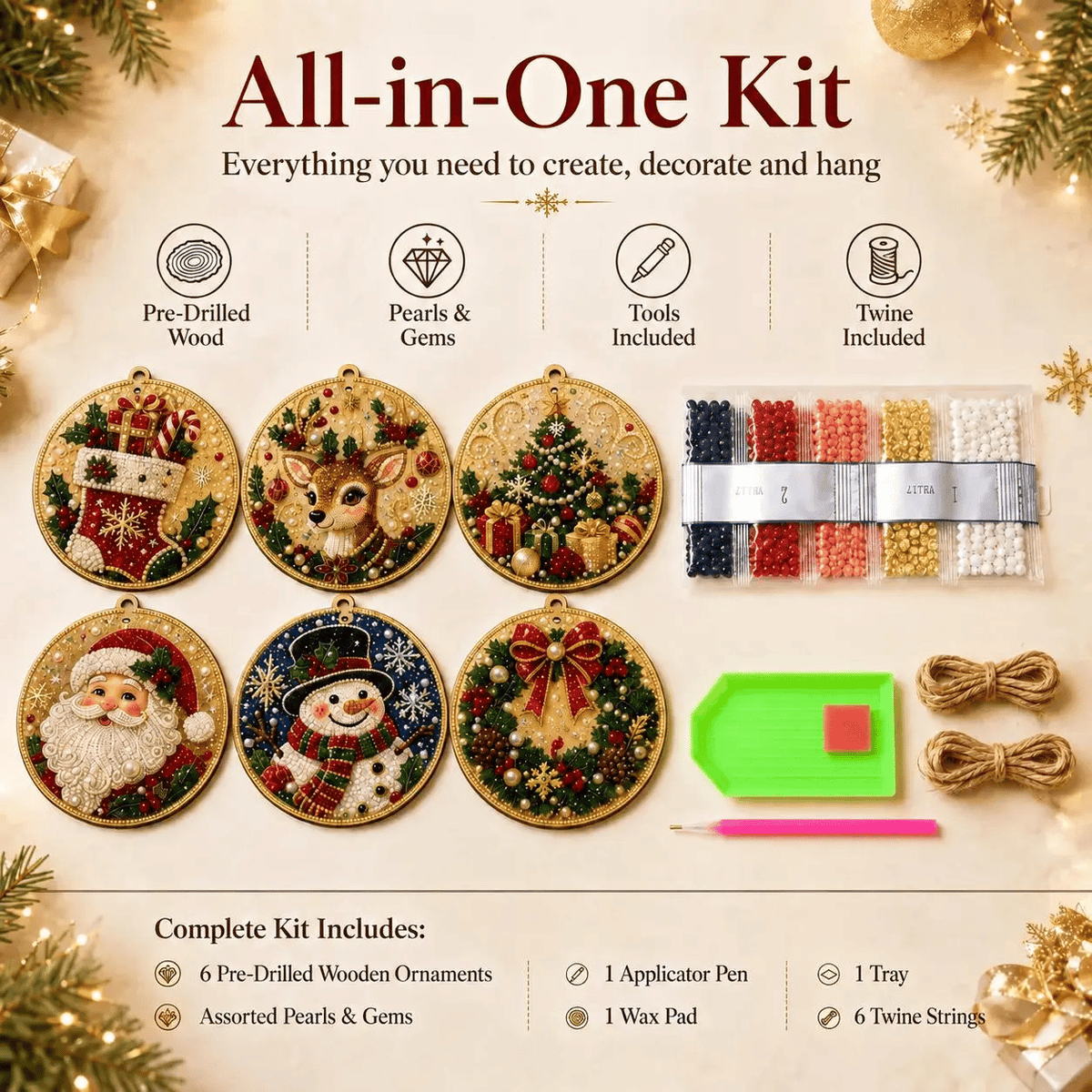 🔥🎁LAST DAY 50% OFF!!✨ Christmas DIY Diamond Art Hanging Ornaments (6 PCS) – Easy & Fun Holiday Craft Kit for All Ages 🎁🎨
