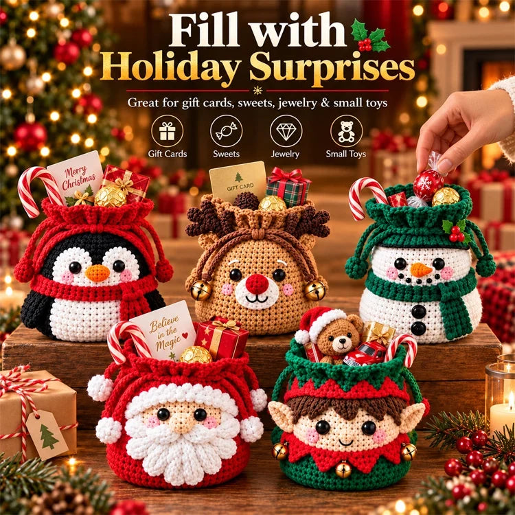 🔥Last Day 50% OFF 🔥Christmas Crochet Gift Pouch DIY Kit