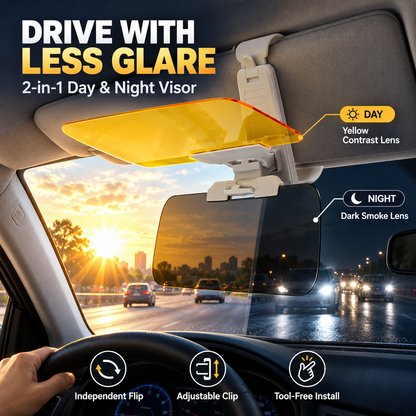 🔥🎁LAST DAY 50% OFF!!☀️ 2-in-1 Day & Night Anti-Glare Car Visor Extender