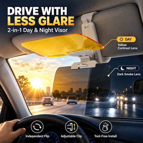 🔥🎁LAST DAY 50% OFF!!☀️ 2-in-1 Day & Night Anti-Glare Car Visor Extender