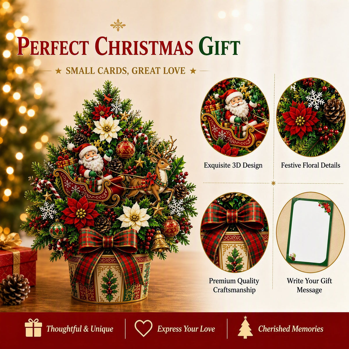 🌲Pop-Up Christmas Tree Card✨Turns Into Freestanding Festive Table Decor