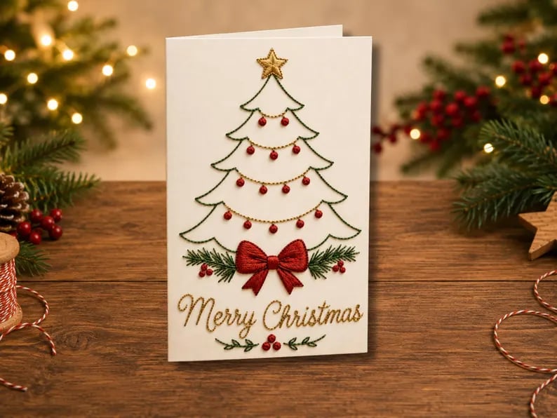 🎅Christmas Hot Sale 50% OFF! ✨🌲 🪡 Christmas Hand Embroidery Card DIY Kit | Stitch Your Way Into the Christmas Spirit ✨ 🎁