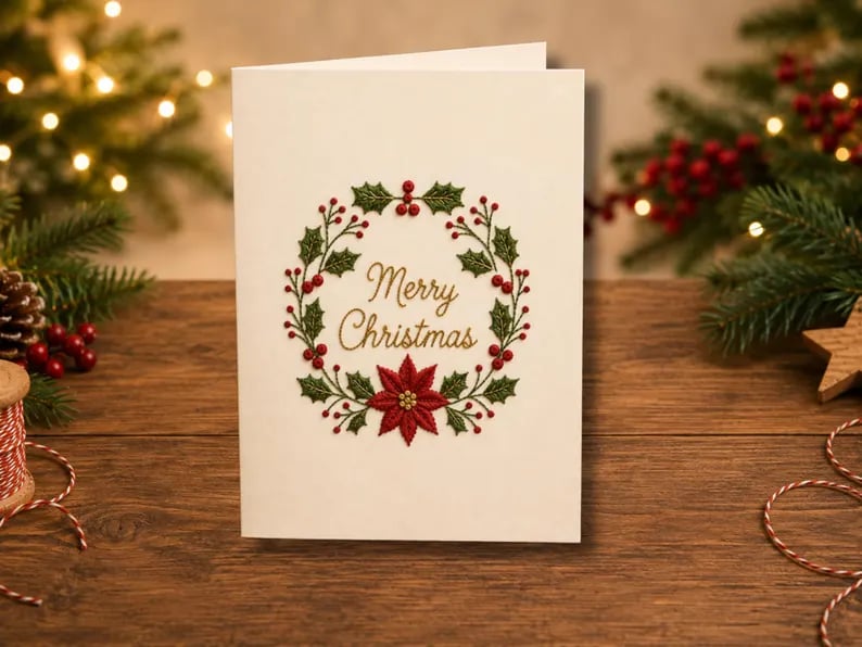🎅Christmas Hot Sale 50% OFF! ✨🌲 🪡 Christmas Hand Embroidery Card DIY Kit | Stitch Your Way Into the Christmas Spirit ✨ 🎁