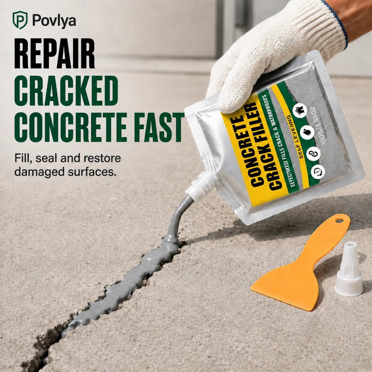 🔥 2026 Hot Sale 🔥🎁Buy 1 Get 1 Free🎁 Waterproof Concrete Crack Filler for Indoor & Outdoor Use
