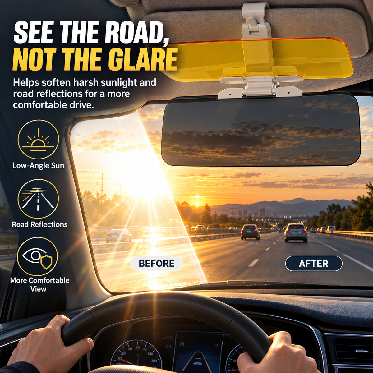 🔥🎁LAST DAY 50% OFF!!☀️ 2-in-1 Day & Night Anti-Glare Car Visor Extender