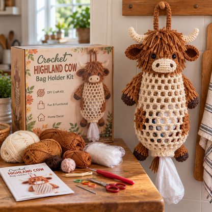 🎁🔥LAST DAY 50% OFF!!✨Crochet Animal Bag Holder DIY Kit – Cute & Functional Hanging Storage Craft Kit