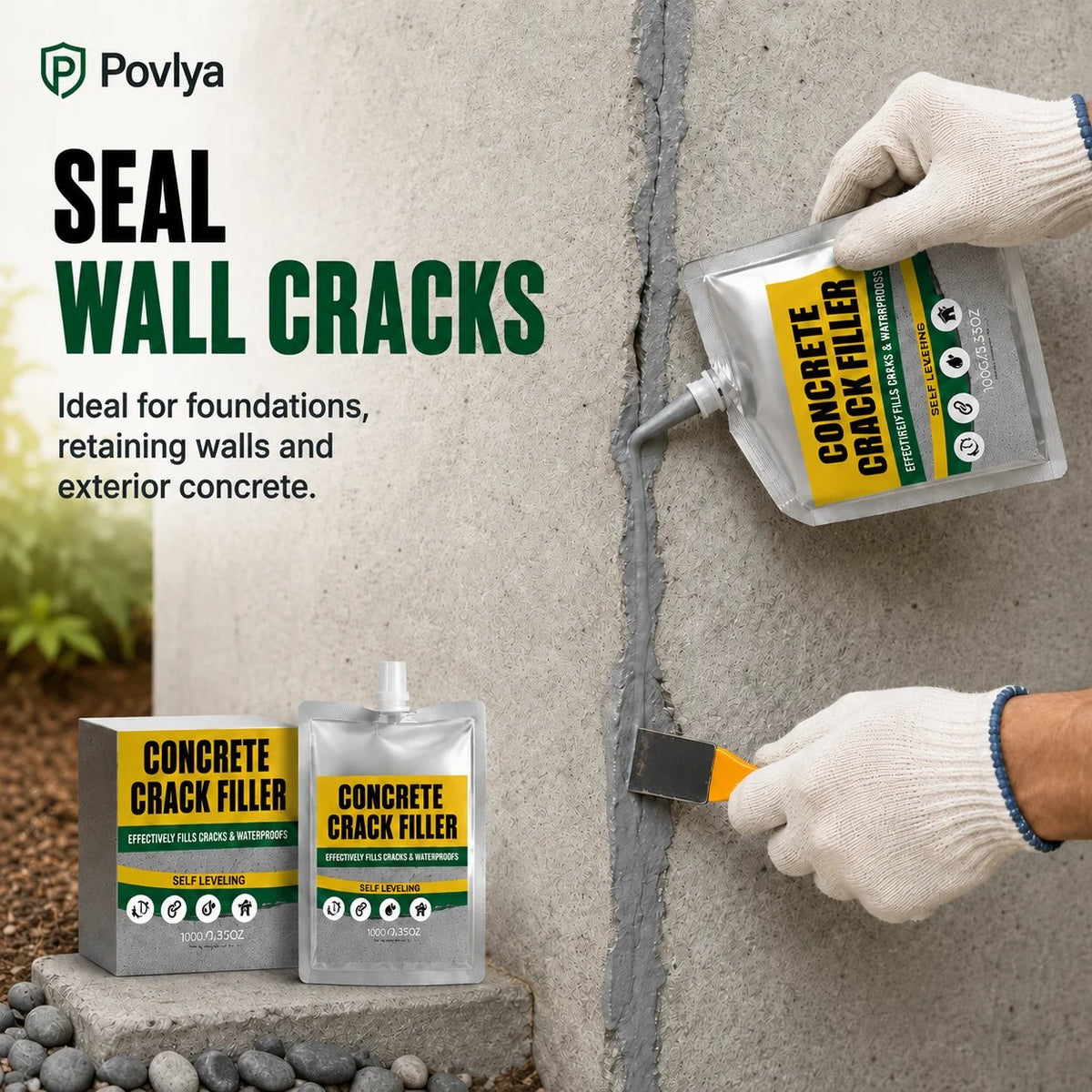 🔥 2026 Hot Sale 🔥🎁Buy 1 Get 1 Free🎁 Waterproof Concrete Crack Filler for Indoor & Outdoor Use