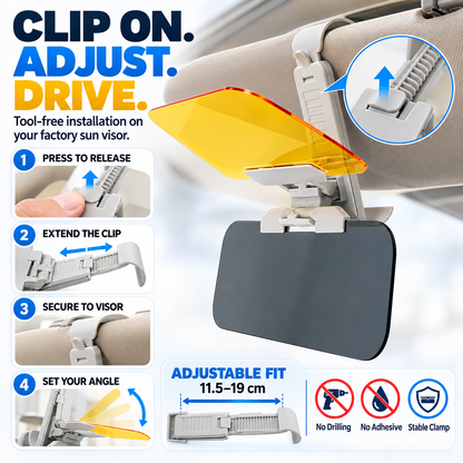 🔥🎁LAST DAY 50% OFF!!☀️ 2-in-1 Day & Night Anti-Glare Car Visor Extender
