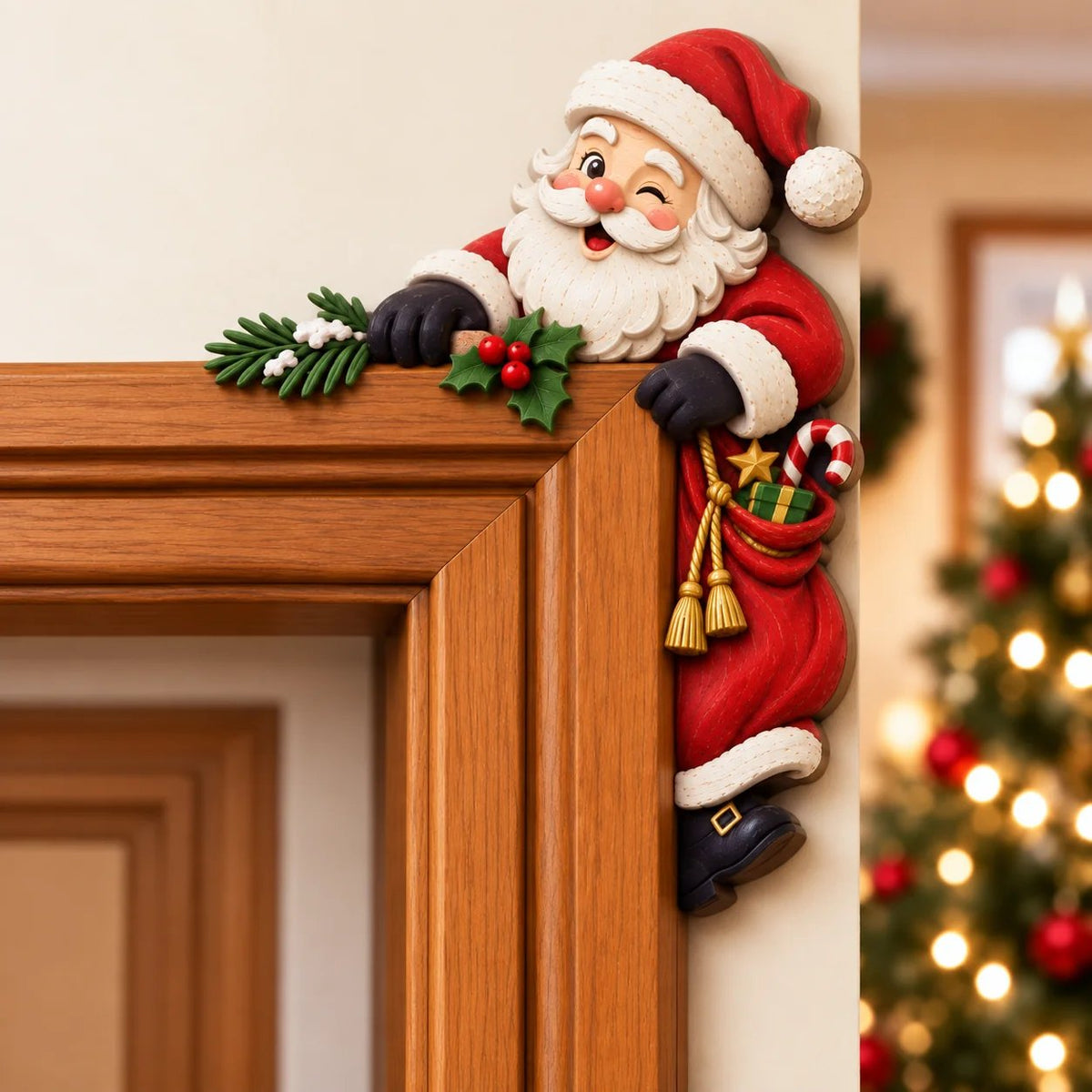 🎁🔥LAST DAY 50% OFF!!✨💯Christmas Peekaboo Door Frame Corner Decor