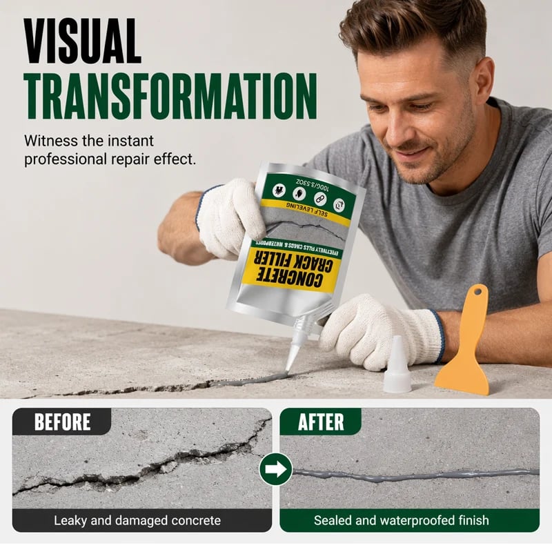 🔥 2026 Hot Sale 🔥🎁Buy 1 Get 1 Free🎁 Waterproof Concrete Crack Filler for Indoor & Outdoor Use
