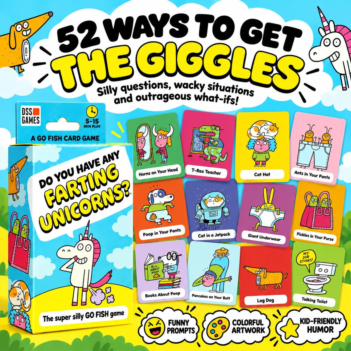 🔥🎁LAST DAY 50% OFF!!💥 Super Silly Go Fish Card Game for Kids & Family Game Night