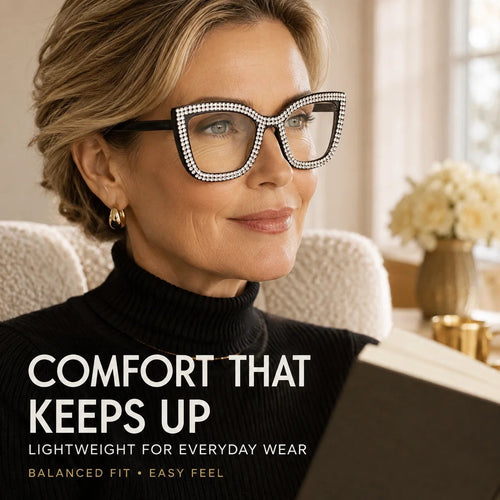 ✨ Cat-Eye Blue Light Reading Glasses with Sparkling Details