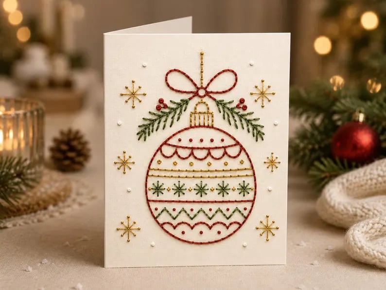 🎅Christmas Hot Sale 50% OFF! ✨🌲 🪡 Christmas Hand Embroidery Card DIY Kit | Stitch Your Way Into the Christmas Spirit ✨ 🎁