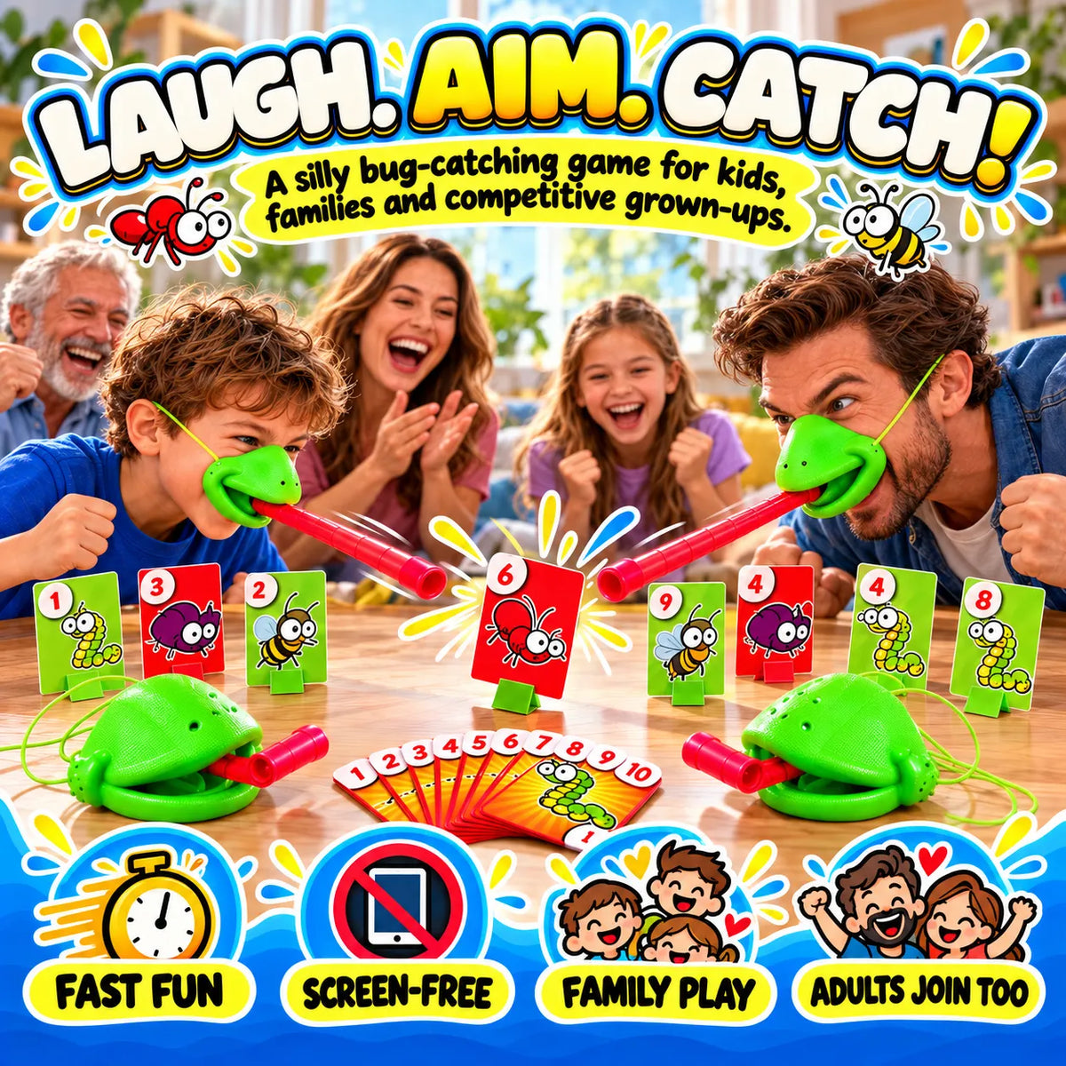 🔥🎁LAST DAY 50% OFF!!Christmas gift💥 2-Player Chameleon Tongue Shooting Game – Face-Off Edition