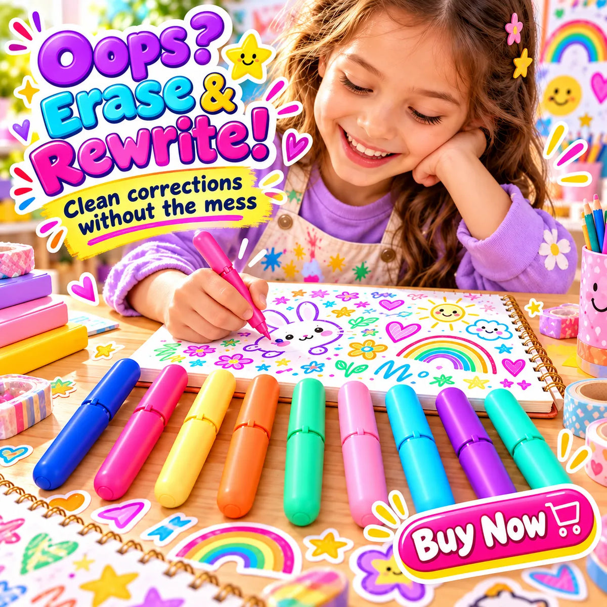 LAST DAY🔥BUY 1 GET 1 FREE ! ✨ 9-Color Erasable Gel Pen Set — Multiple Styles Available