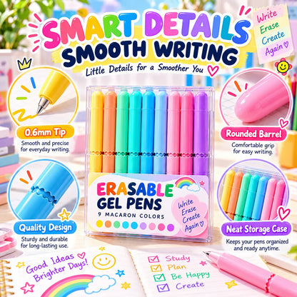 LAST DAY🔥BUY 1 GET 1 FREE ! ✨ 9-Color Erasable Gel Pen Set — Multiple Styles Available