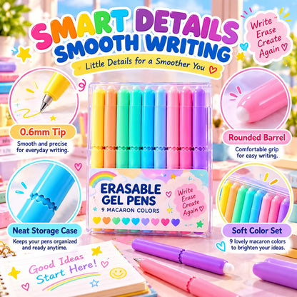 LAST DAY🔥BUY 1 GET 1 FREE ! ✨ 9-Color Erasable Gel Pen Set — Multiple Styles Available