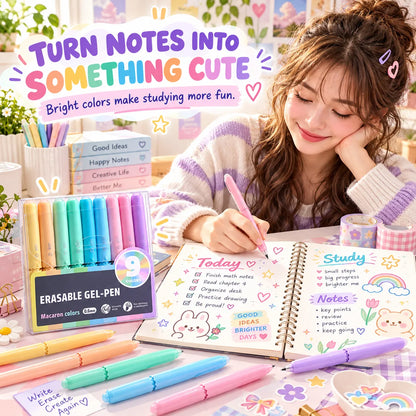 LAST DAY🔥BUY 1 GET 1 FREE ! ✨ 9-Color Erasable Gel Pen Set — Multiple Styles Available
