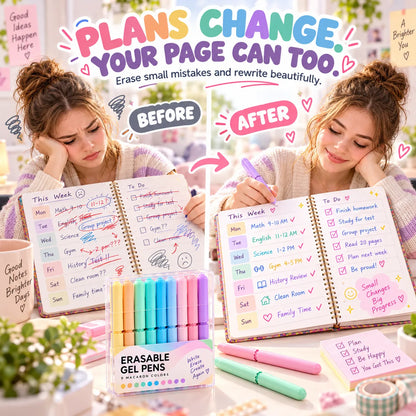 LAST DAY🔥BUY 1 GET 1 FREE ! ✨ 9-Color Erasable Gel Pen Set — Multiple Styles Available