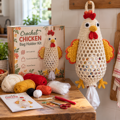 🎁🔥LAST DAY 50% OFF!!✨Crochet Animal Bag Holder DIY Kit – Cute & Functional Hanging Storage Craft Kit