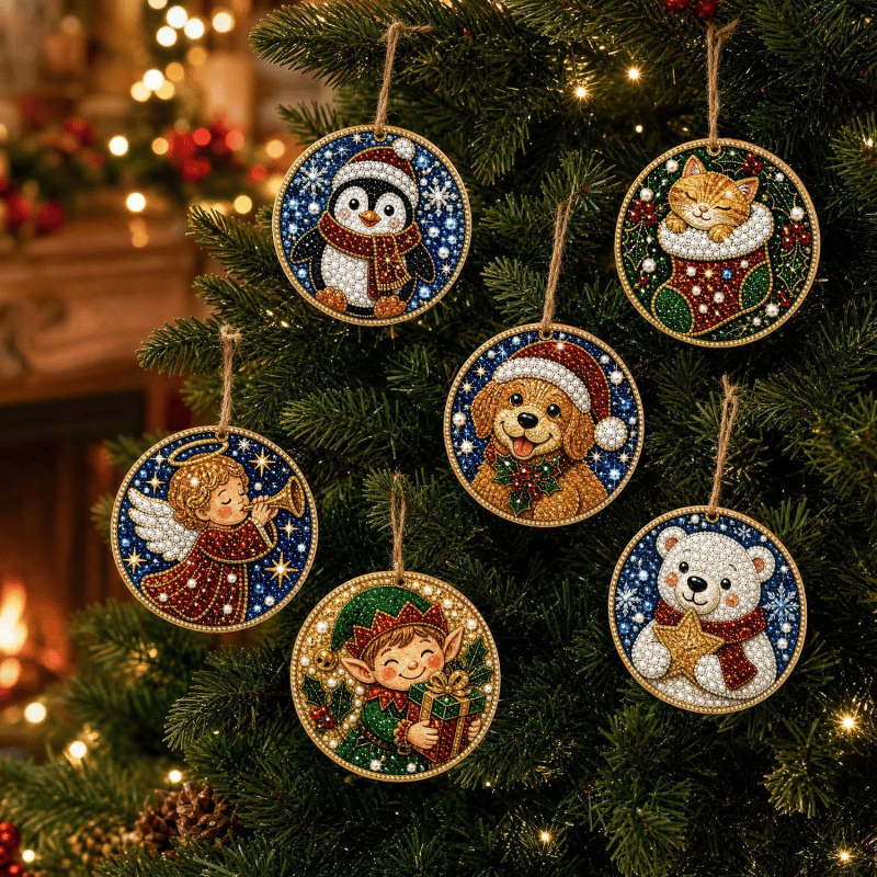 🔥🎁LAST DAY 50% OFF!!✨ Christmas DIY Diamond Art Hanging Ornaments (6 PCS) – Easy & Fun Holiday Craft Kit for All Ages 🎁🎨