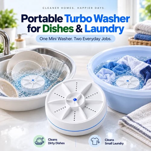 🔥🔥LIMITED-TIME 49% OFF! Portable Turbo Washer for Dishes & Laundry