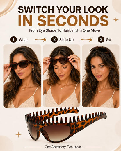 2 in 1 Foldable Sunglasses Headband Chic Tortoiseshell Hair Accessory, For Women Summer Workout Yoga Travel Daily Use