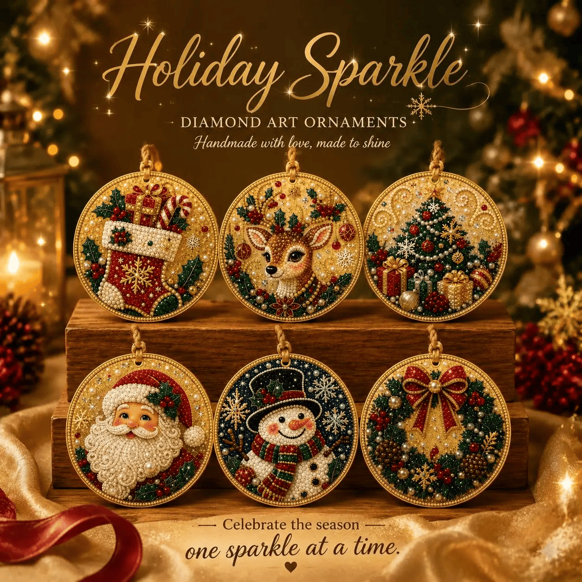 🔥🎁LAST DAY 50% OFF!!✨ Christmas DIY Diamond Art Hanging Ornaments (6 PCS) – Easy & Fun Holiday Craft Kit for All Ages 🎁🎨