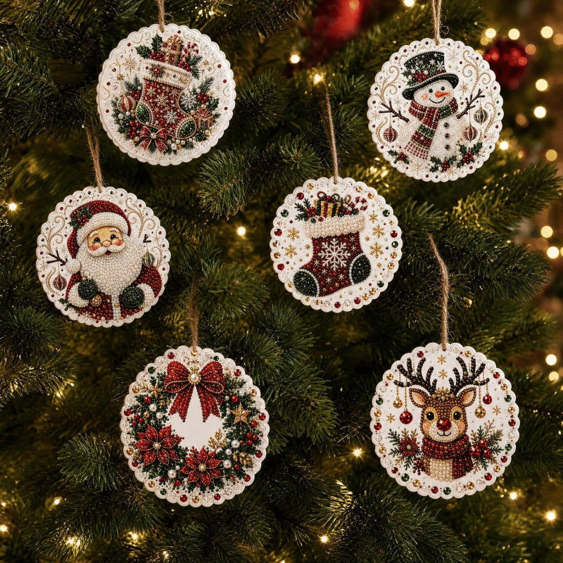 🔥🎁LAST DAY 50% OFF!!✨ Christmas DIY Diamond Art Hanging Ornaments (6 PCS) – Easy & Fun Holiday Craft Kit for All Ages 🎁🎨