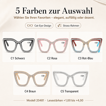 ✨ Cat-Eye Blue Light Reading Glasses with Sparkling Details