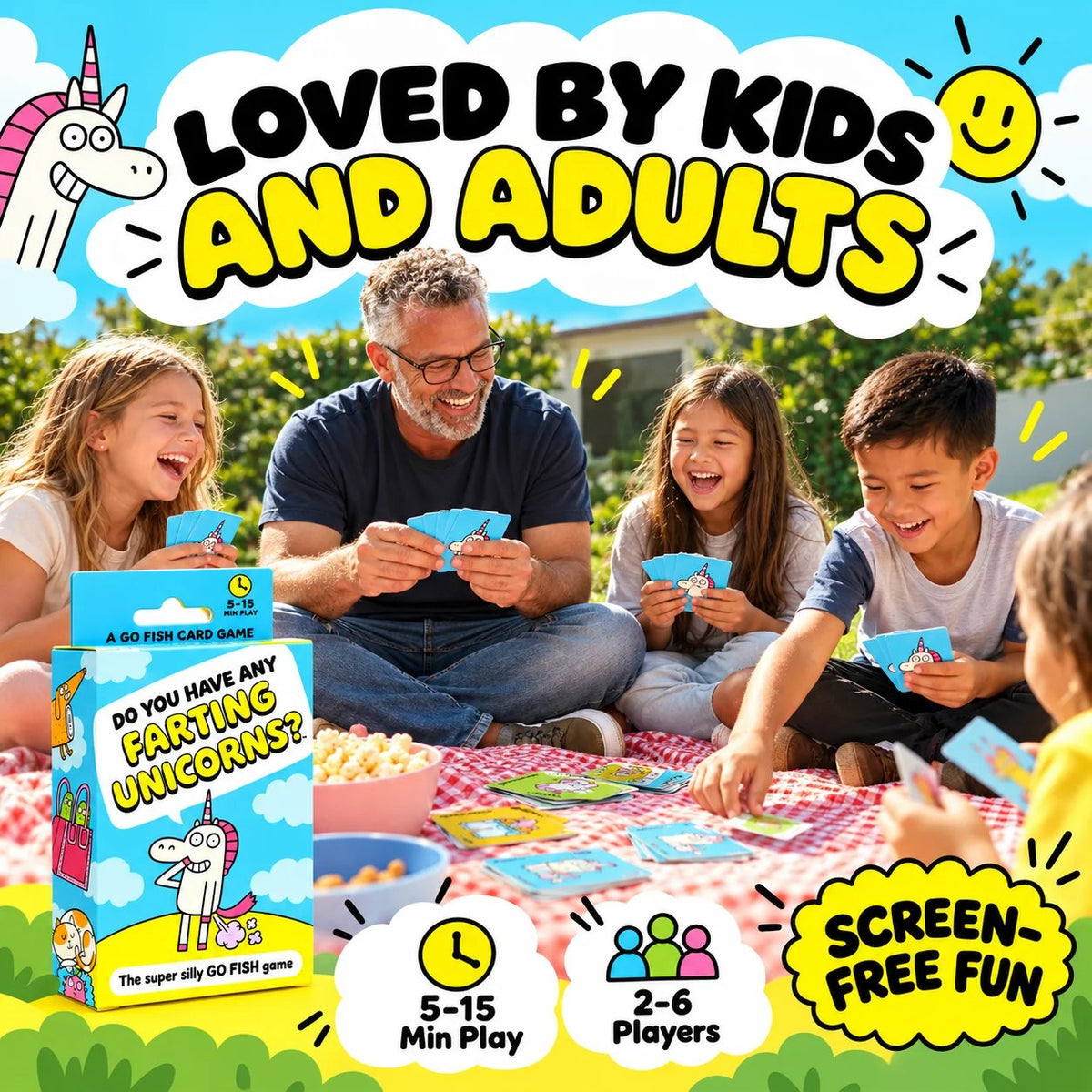 🔥🎁LAST DAY 50% OFF!!💥 Super Silly Go Fish Card Game for Kids & Family Game Night