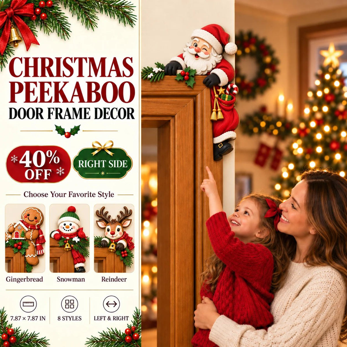 🎁🔥LAST DAY 50% OFF!!✨💯Christmas Peekaboo Door Frame Corner Decor