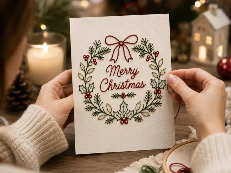 🎅Christmas Hot Sale 50% OFF! ✨🌲 🪡 Christmas Hand Embroidery Card DIY Kit | Stitch Your Way Into the Christmas Spirit ✨ 🎁