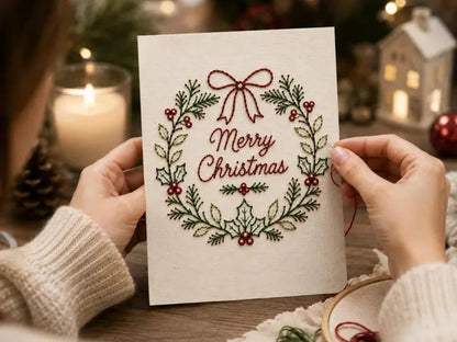 🎅Christmas Hot Sale 50% OFF! ✨🌲 🪡 Christmas Hand Embroidery Card DIY Kit | Stitch Your Way Into the Christmas Spirit ✨ 🎁