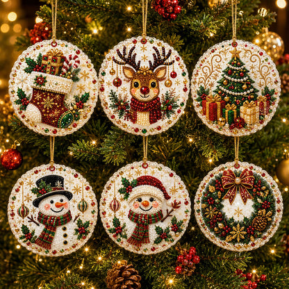 🔥🎁LAST DAY 50% OFF!!✨ Christmas DIY Diamond Art Hanging Ornaments (6 PCS) – Easy & Fun Holiday Craft Kit for All Ages 🎁🎨